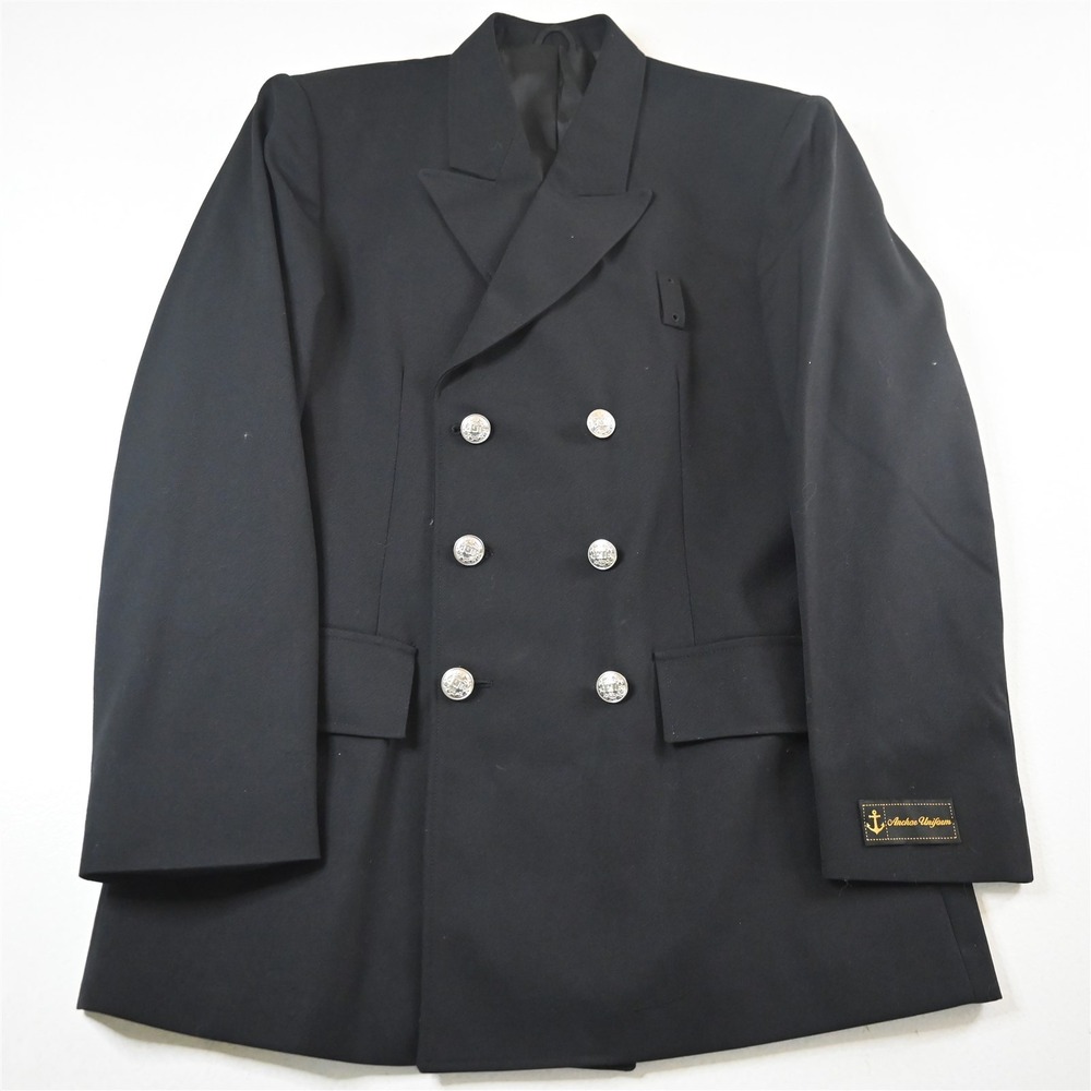 NEW Anchor Uniform 40R Black Double Breasted 211BL Mens Blazer Jacket Sport Coat